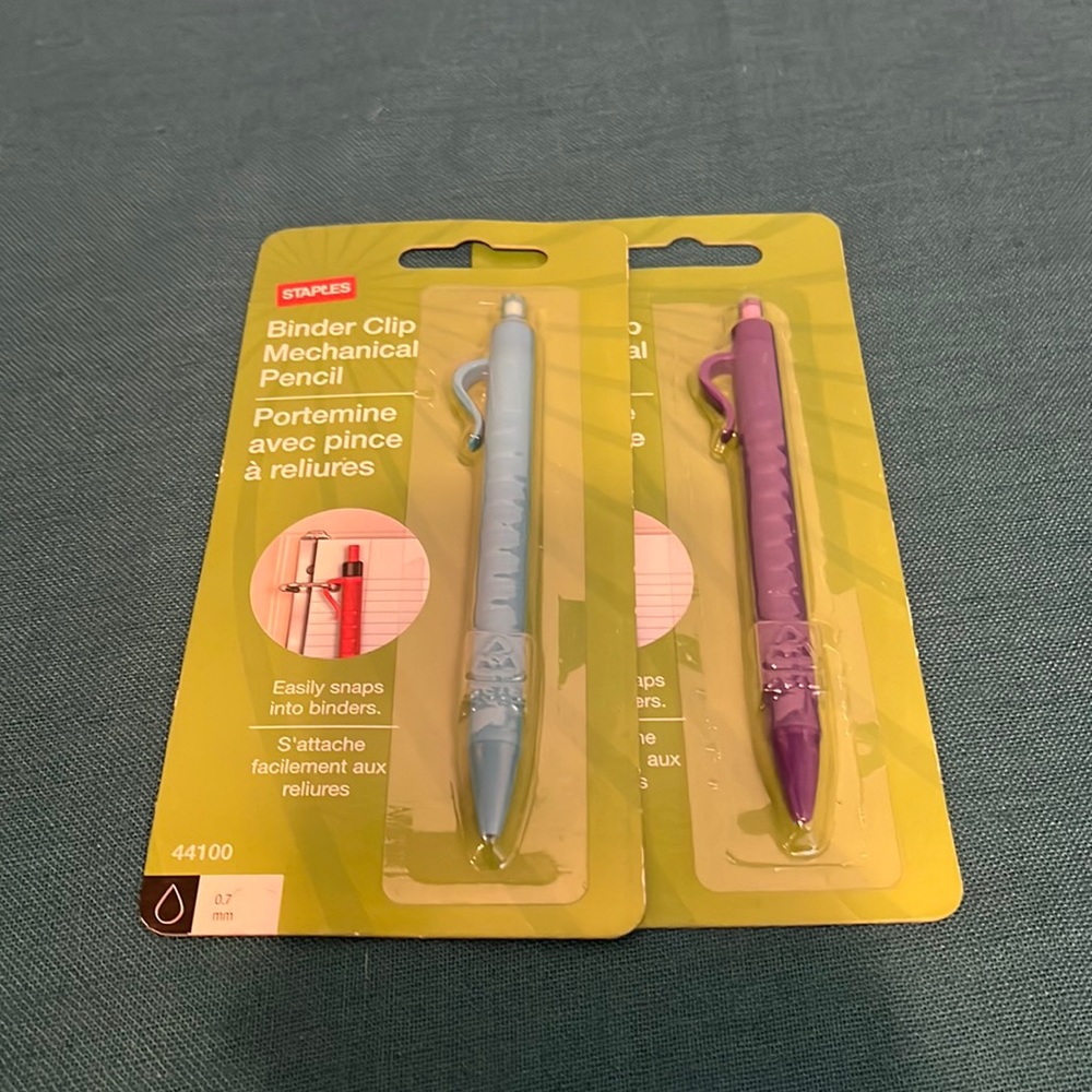 Staple binder clip, mechanical pencils
